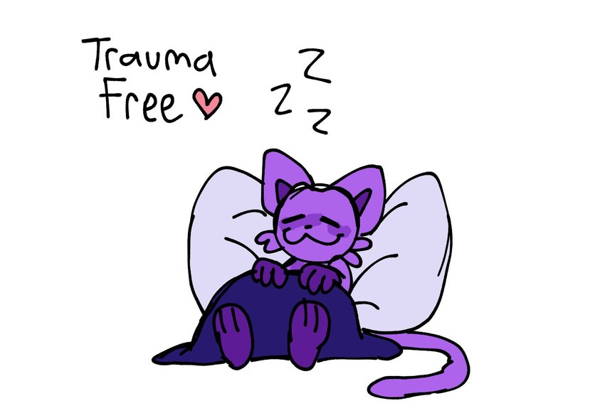 3_fingers 3_toes eyes_closed feet fingers fur heart_symbol onomatopoeia pillow purple_body purple_fur sleeping sleeping_bag solo sound_effects tail text toes vowelless vowelless_sound_effect zzz pachi_rizuu mob_entertainment poppy_playtime smiling_critters catnap_(poppy_playtime) english_text