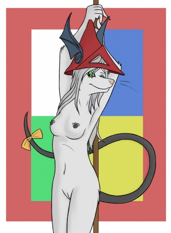 anthro black_nipples breasts clothing female genitals green_eyes hat hat_only headgear headgear_only headwear headwear_only looking_at_viewer mostly_nude nipples pussy solo whiskers cane-mckeyton final_fantasy final_fantasy_ix square_enix freya_crescent burmecian mammal rodent hi_res