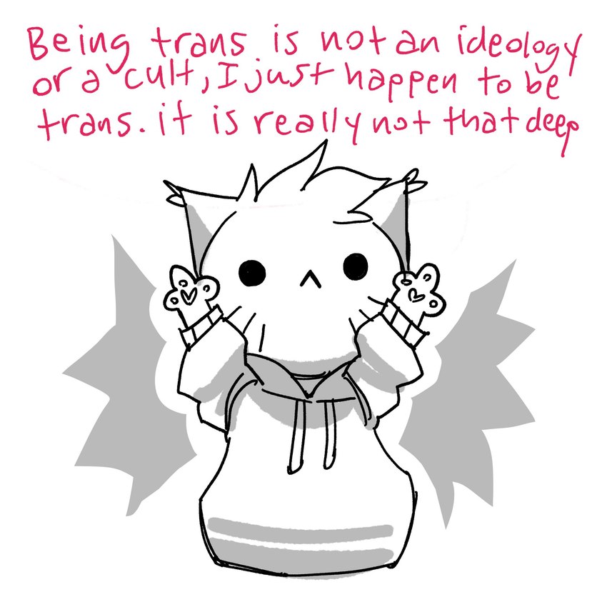 :< anthro clothing daww hugging_screen looking_at_viewer male red_text relatable simple_background solo sweater text topwear katzun_(artist) katzun domestic_cat felid feline felis mammal 1:1 english_text hi_res monochrome sketch