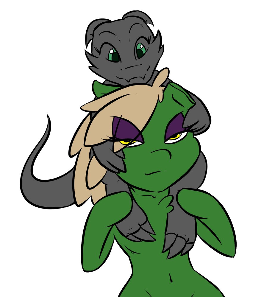 anthro carrying_another duo female feral piggyback telsie pooky_(pooky's_goodra) equid equine horse kobold mammal pony scalie hi_res