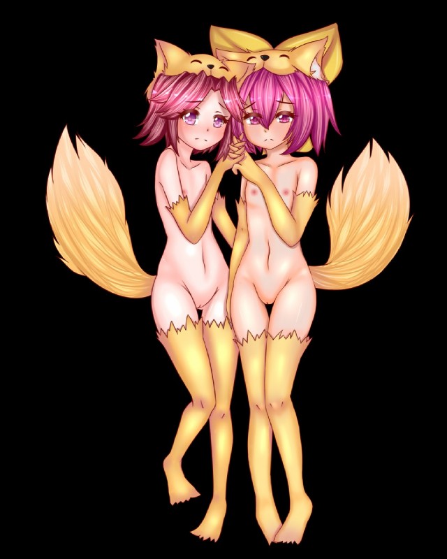 areola barely_visible_genitalia barely_visible_pussy blush breasts duo female flat_chested frown genitals hair interlocked_fingers looking_at_viewer navel nipples nude pink_hair purple_eyes pussy short_hair simple_background young gimne ragnarok_online moonlight_flower animal_humanoid canid canid_humanoid canine canine_humanoid fox fox_humanoid humanoid mammal mammal_humanoid 2018 4:5 hi_res