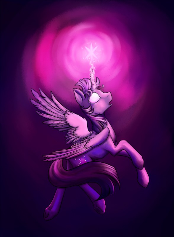 cutie_mark feathered_wings feathers female feral floating fur glowing glowing_eyes hair hooves horn magic purple_body purple_fur purple_hair solo wings 28gooddays badday28 friendship_is_magic hasbro my_little_pony mythology twilight_sparkle_(mlp) equid equine mammal mythological_creature mythological_equine winged_unicorn hi_res