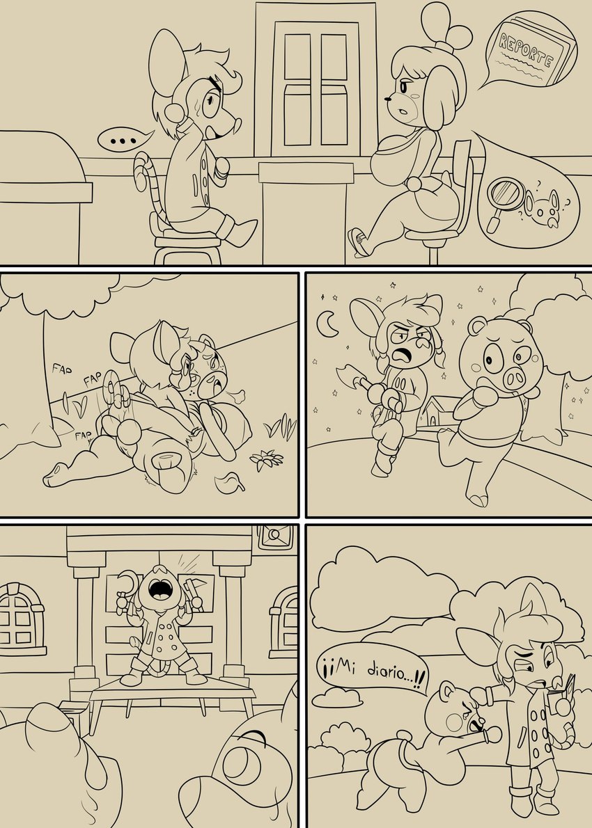 anthro arrested asking axe balls big_breasts breasts duo female following forced genitals group male male/female profanity rape reading running text thick_thighs kuge animal_crossing nintendo cribs_(kuge) curly_(animal_crossing) isabelle_(animal_crossing) maple_(animal_crossing) timmy_nook tommy_nook ursala_(animal_crossing) american_opossum bear domestic_pig mammal marsupial procyonid raccoon suid suina sus_(pig) comic english_text hi_res sketch spanish_text translated