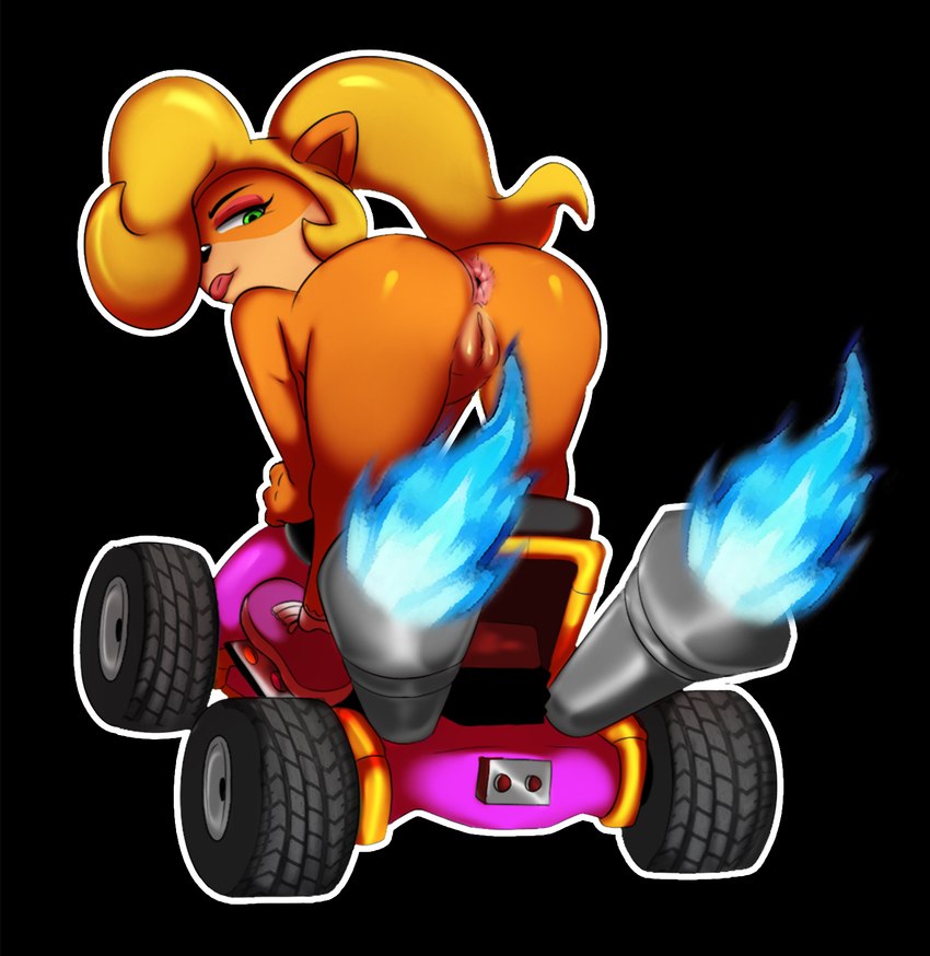 anus butt female fire genitals kart looking_at_viewer midair narrowed_eyes nude pussy racing smile spread_legs spreading tongue tongue_out vehicle oddrich scrabble007 third-party_edit activision crash_bandicoot_(series) crash_team_racing_(series) coco_bandicoot bandicoot mammal marsupial 2024 colored hi_res