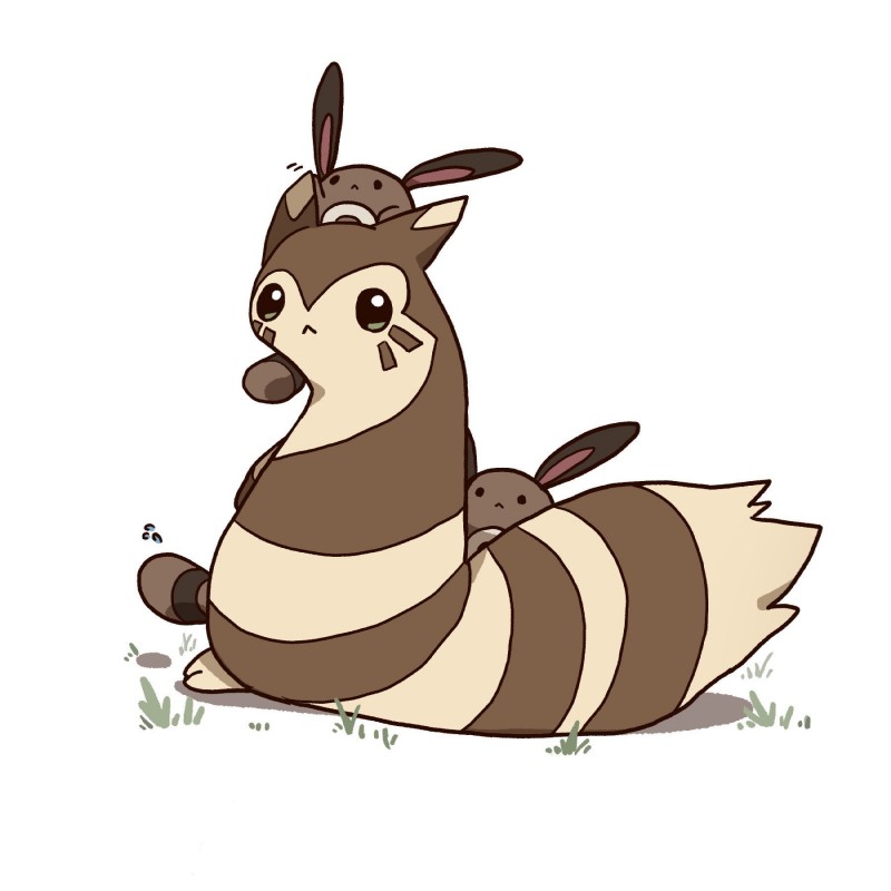 brown_body brown_fur daww fur group ke_mo_suke nintendo pokemon furret generation_2_pokemon pokemon_(species) sentret 1:1 2019 hi_res