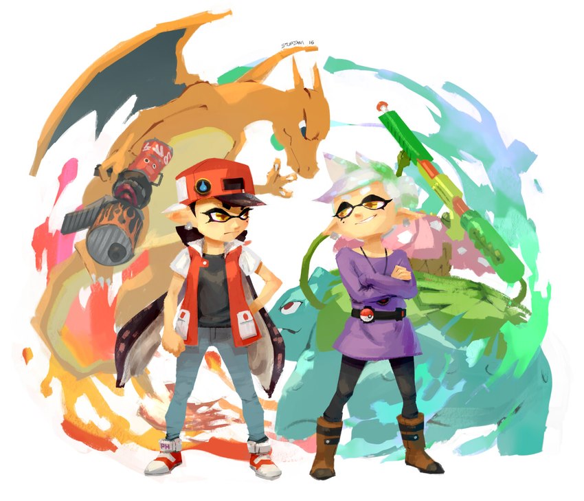 blue, callie, marie, and red (nintendo and etc) created by stupjam