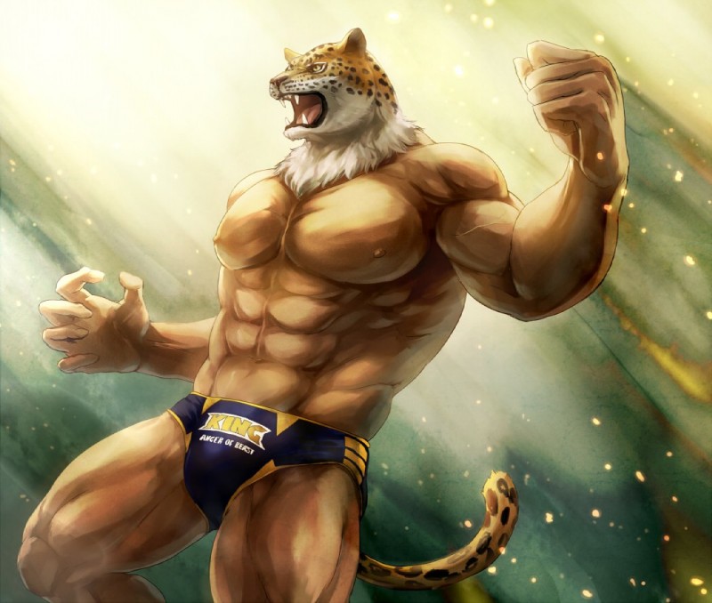 abs biceps clothed clothing for_a_head male mask muscular muscular_male nipples open_mouth pecs solo teeth topless wrestler sky_gomi tekken king_(tekken) animal_head animal_humanoid felid humanoid jaguar mammal pantherine 2018