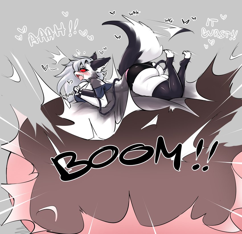 ahegao air_inflation air_pump anal anal_penetration anthro aroused belly belly_expansion belly_inflation big_belly big_breasts big_butt bodily_fluids breasts butt cleavage close_to_bursting clothed clothing dialogue ejaculation expansion fangs female fur genital_fluids genitals grey_body grey_eyes grey_fur grey_hair hair hose hose_in_butt hose_inflation huge_belly huge_breasts huge_butt hyper hyper_belly inflation looking_back looking_pleasured lying lying_on_self motion_lines multicolored_body multicolored_fur navel on_front open_mouth penetration popping profanity pussy red_sclera resting_on_belly simple_background smile solo sound_effects sweat tail tail_motion tailwag teeth text thick_thighs tongue tongue_out topwear white_body white_fur mochifoxxo helluva_boss mythology loona_(helluva_boss) canid canid_demon canine canis demon hellhound mammal mythological_canine mythological_creature wolf 2024 english_text hi_res