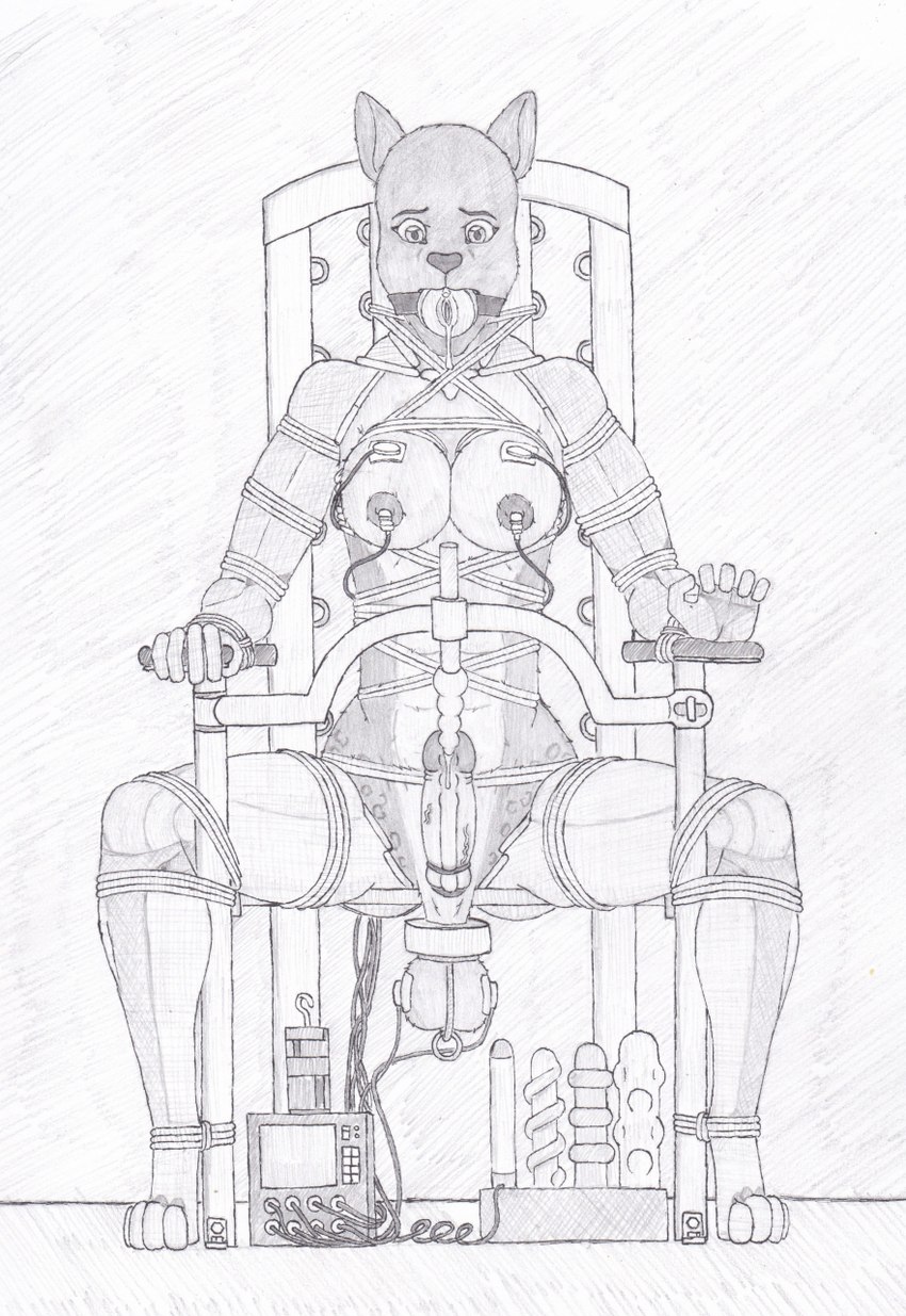 anthro ball_stretcher balls bdsm big_balls big_penis bondage bondage_furniture bound breast_torture breasts chair cock_and_ball_torture cocksleeve_in_mouth cocksleeve_insertion cybernetics electrostimulation erection fleshlight_gag fur furniture gag genital_torture genitals gynomorph humanoid_genitalia humanoid_penis intersex looking_at_viewer machine masturbation nipple_torture nipples nude object_in_mouth object_penetration on_chair oral oral_penetration penetrable_sex_toy penetration penile penis pussy_gag sex_toy sex_toy_in_mouth sex_toy_insertion simple_background sitting sitting_on_chair solo submissive torture urethral urethral_bulge urethral_masturbation urethral_penetration sansha maya_(tau_maxim) cyborg felid feline mammal pantherine hi_res