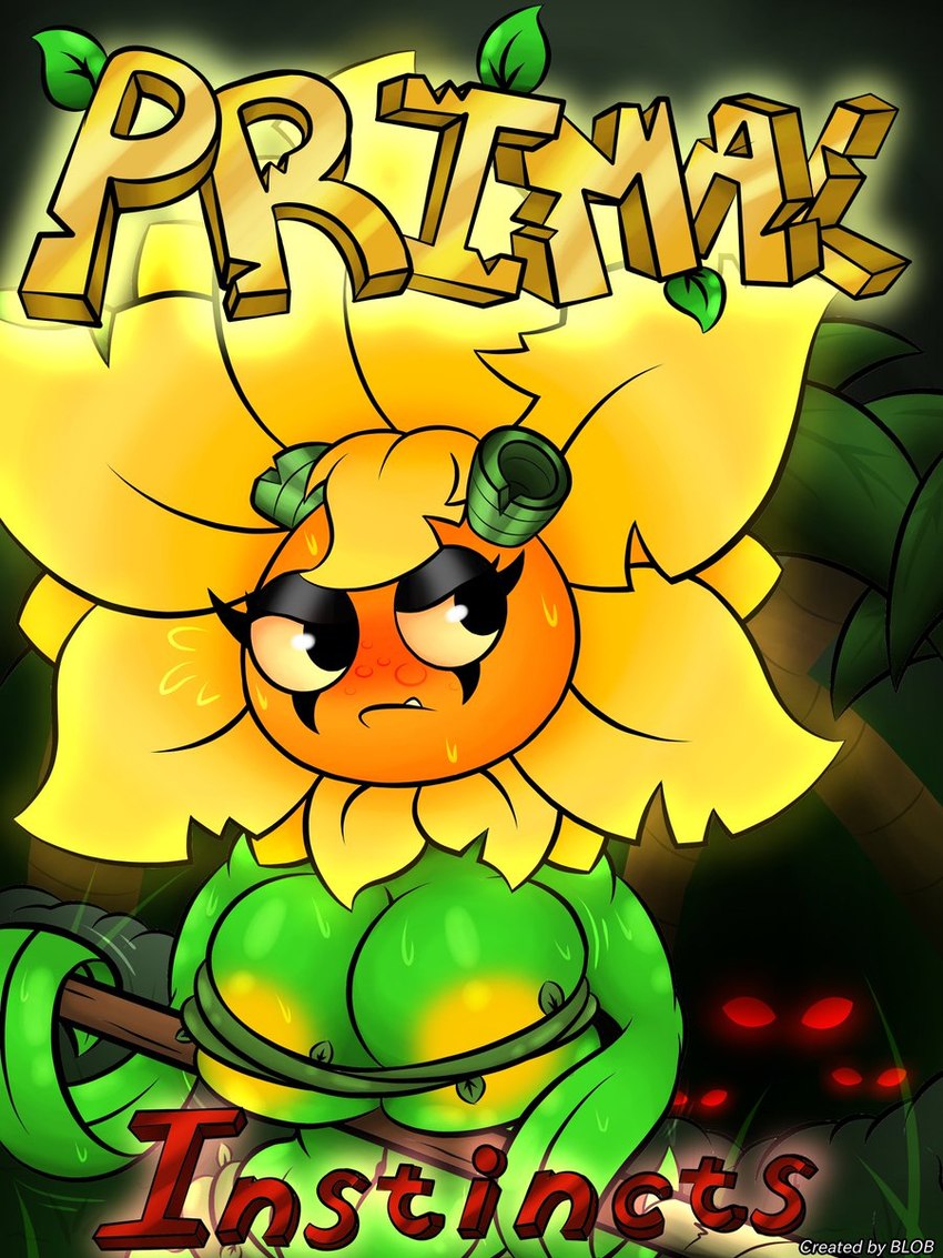 anthro big_breasts bodily_fluids breasts clothed clothing female flower green_body looking_back plant skimpy sweat text blobslimey electronic_arts plants_vs._zombies plants_vs._zombies_heroes popcap_games solar_flare_(pvz) elemental_creature flora_fauna flower_creature sunflower_(pvz) 3:4 comic cover cover_art cover_page hi_res