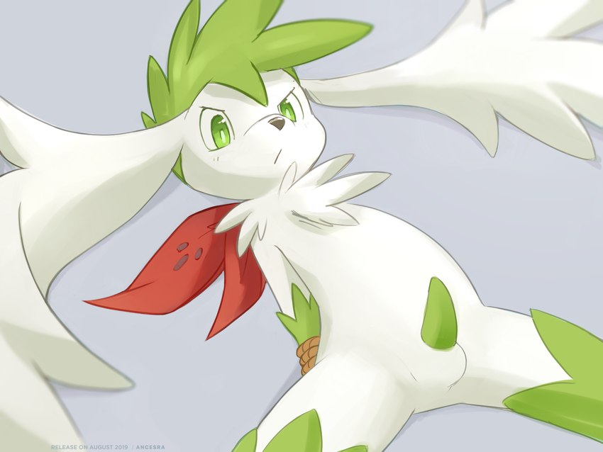 anthro balls blush bound erection frown fur genitals green_penis looking_down lying male nude on_back penis rope solo tapering_penis white_body white_fur ancesra nintendo pokemon generation_4_pokemon legendary_pokemon pokemon_(species) shaymin sky_forme_shaymin 2022 4:3 hi_res