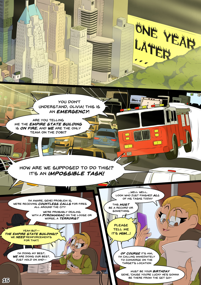 anthro city cityscape fancomic female fire_engine firefighter new_york_city office text truck_(vehicle) vehicle arty_stu activision crash_bandicoot_(series) dingodile canid canine canis crocodile crocodilian dingo human hybrid mammal reptile scalie comic english_text hi_res