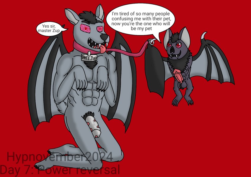 anthro bat_wings bdsm brainwashing chastity_cage chastity_device collar dialogue dominant dominant_male duo feral hypnosis hypnovember2024 larger_male male male/male membrane_(anatomy) membranous_wings mind_control muscular muscular_male petplay ringed_eyes roleplay size_difference submissive submissive_male text tongue tongue_out wings lenderednel hypnovember vampiro bat deer leaf-nosed_bat mammal microbat moschid musk_deer vampire_bat vampire_deer yangochiropteran english_text hi_res