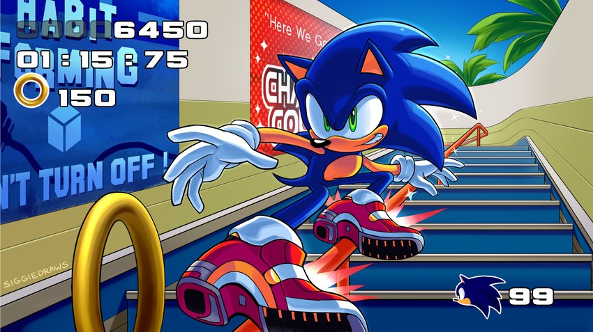 5_fingers anthro clothing day fingers footwear gameplay_mechanics gloves green_eyes handwear male shoes soap_shoes solo text siggiedraws sega sonic_adventure sonic_the_hedgehog_(series) sonic_the_hedgehog eulipotyphlan hedgehog mammal english_text hi_res