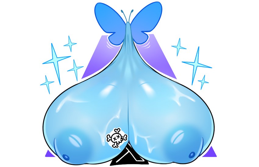 antennae_(anatomy) areola big_breasts blue_antennae blue_areola blue_body blue_nipples blue_wings bodily_fluids breasts crush duo female flying huge_breasts humor hyper hyper_breasts insect_wings lepidopteran_wings motion_lines nipples puffy_areola puffy_nipples sagging_breasts sparkles sweat sweatdrop sweaty_breasts wings freshlysqueezed bluesky_(social_media) twitter bluesky_butterfly arthropod insect pictographics