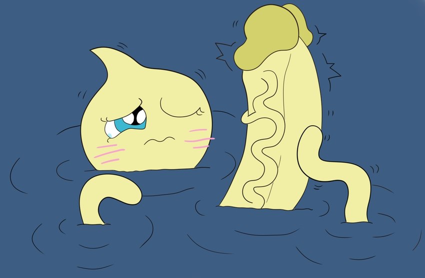 big_penis blush erection genitals huge_penis hyper hyper_genitalia hyper_penis male one_eye_closed partially_submerged penis solo tentacles yellow_body gigaboy wolfindex undertale_(series) onionsan cephalopod marine mollusk