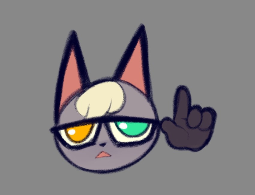 anthro blonde_hair emoji eyewear fur glasses grey_body grey_fur hair heterochromia male nerd rectangular_glasses solo eldiipiid animal_crossing nerd_emoji_(meme) nintendo raymond_(animal_crossing) domestic_cat felid feline felis mammal hi_res meme reaction_image