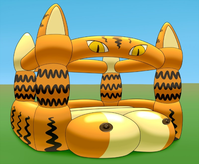 bounce_house breasts female inanimate_transformation inflatable inflation nightmare_fuel nipples outside simple_background solo transformation what where_is_your_god_now why donpretzel joon_(artist) animate_inanimate avian felid hybrid living_inflatable mammal pantherine tiger 2018 lol_comments