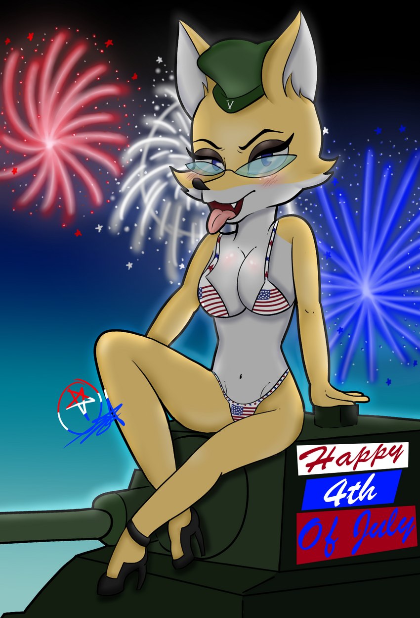 american_flag_bikini anthro army army_hat big_breasts bikini blush breasts clothing eyewear female fireworks flag_bikini footwear glasses high_heels holidays shoes solo swimwear tongue tongue_out two-piece_swimsuit underwear mirashefreak03 4th_of_july sek_studio squirrel_and_hedgehog lt._fox_vixen canid canine fox mammal hi_res