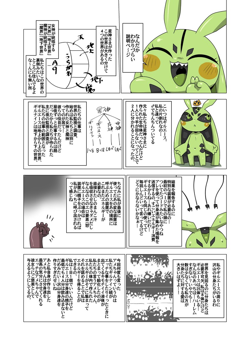 3_eyes black_sclera female lore male markings multi_eye text young doneru 9_(doneru) a_(doneru) absurd_res comic hi_res japanese_text right_to_left translation_check translation_request