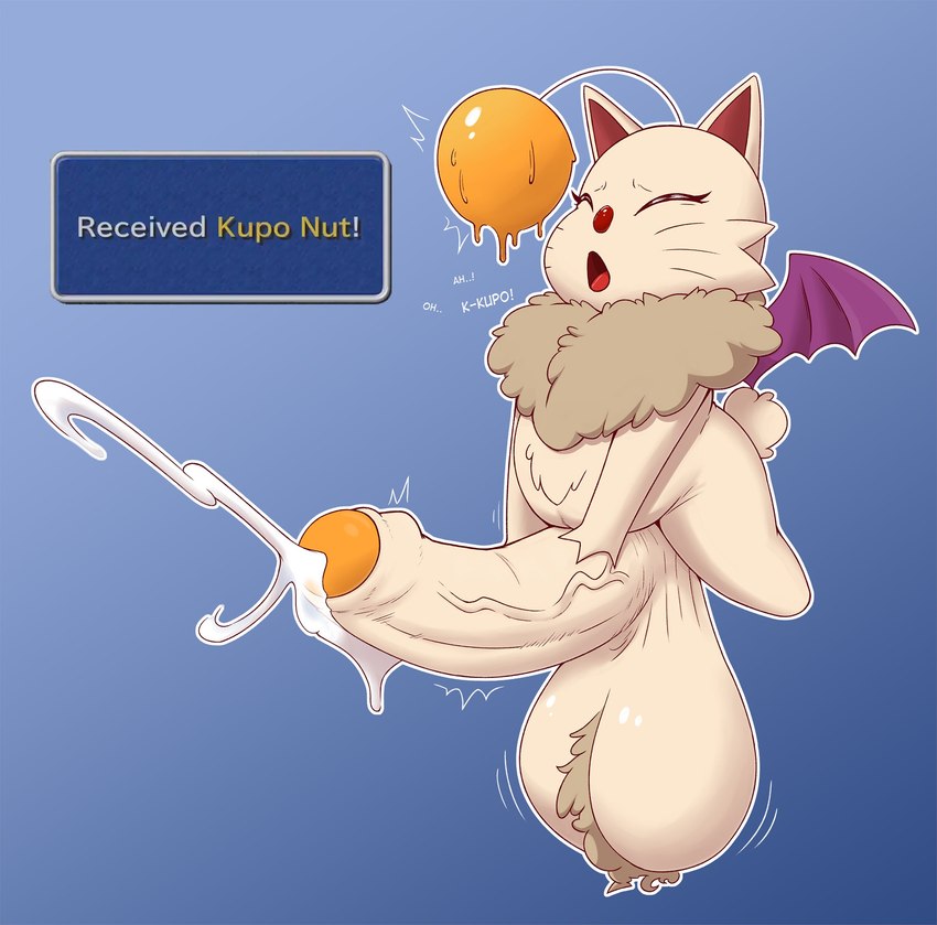 antennae_(anatomy) anthro ball_tuft balls belly big_balls big_penis blue_background bodily_fluids cheek_tuft chest_tuft cum cumshot ejaculation erection eyes_closed facial_tuft featureless_feet feet flying foreskin gameplay_mechanics genital_fluids genitals huge_balls huge_penis humanoid_genitalia humanoid_penis hyper hyper_balls hyper_genitalia hyper_penis male masturbation membrane_(anatomy) membranous_wings moan neck_tuft nude open_mouth orgasm_face outline partially_retracted_foreskin penile penile_masturbation penis pom_antennae red_nose saggy_balls simple_background small_but_hung solo stuttering text text_box throbbing throbbing_penis tuft vein veiny_penis whiskers white_outline wings denzeltip final_fantasy square_enix mammal moogle 2020 absurd_res english_text hi_res