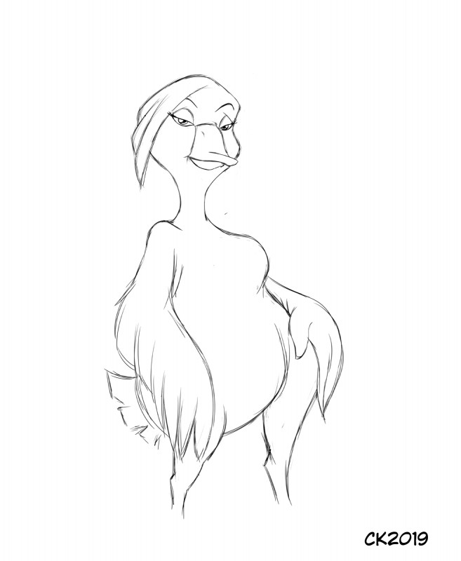 anthro anthrofied beak belly big_breasts breasts eyelashes feathered_wings feathers female hand_on_leg hand_on_thigh looking_at_viewer narrowed_eyes non-mammal_breasts nude overweight overweight_anthro overweight_female simple_background slightly_chubby smile solo spread_legs spreading tail tail_feathers white_background wide_hips winged_arms wings crazykat balto_(series) universal_studios stella_(balto) anatid anseriform anserinae avian bird goose snow_goose 2019 absurd_res black_and_white dated digital_drawing_(artwork) digital_media_(artwork) hi_res monochrome portrait signature sketch three-quarter_portrait