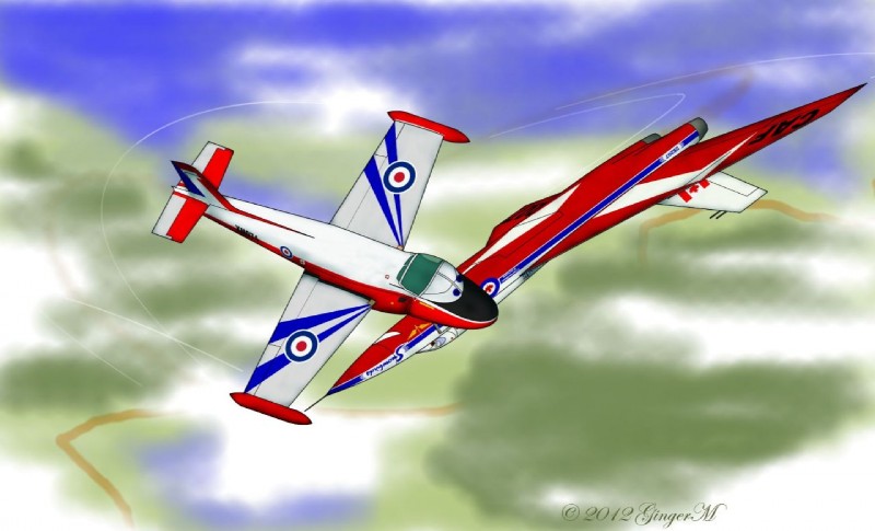 aircraft airplane duo female feral jet machine male midair not_furry sky skyscape vehicle gingerm jay_(mothwingthane) nike_(gingerm) dire_aircraft dire_machine dire_vehicle living_aircraft living_machine living_vehicle 2012 digital_media_(artwork) full-length_portrait portrait