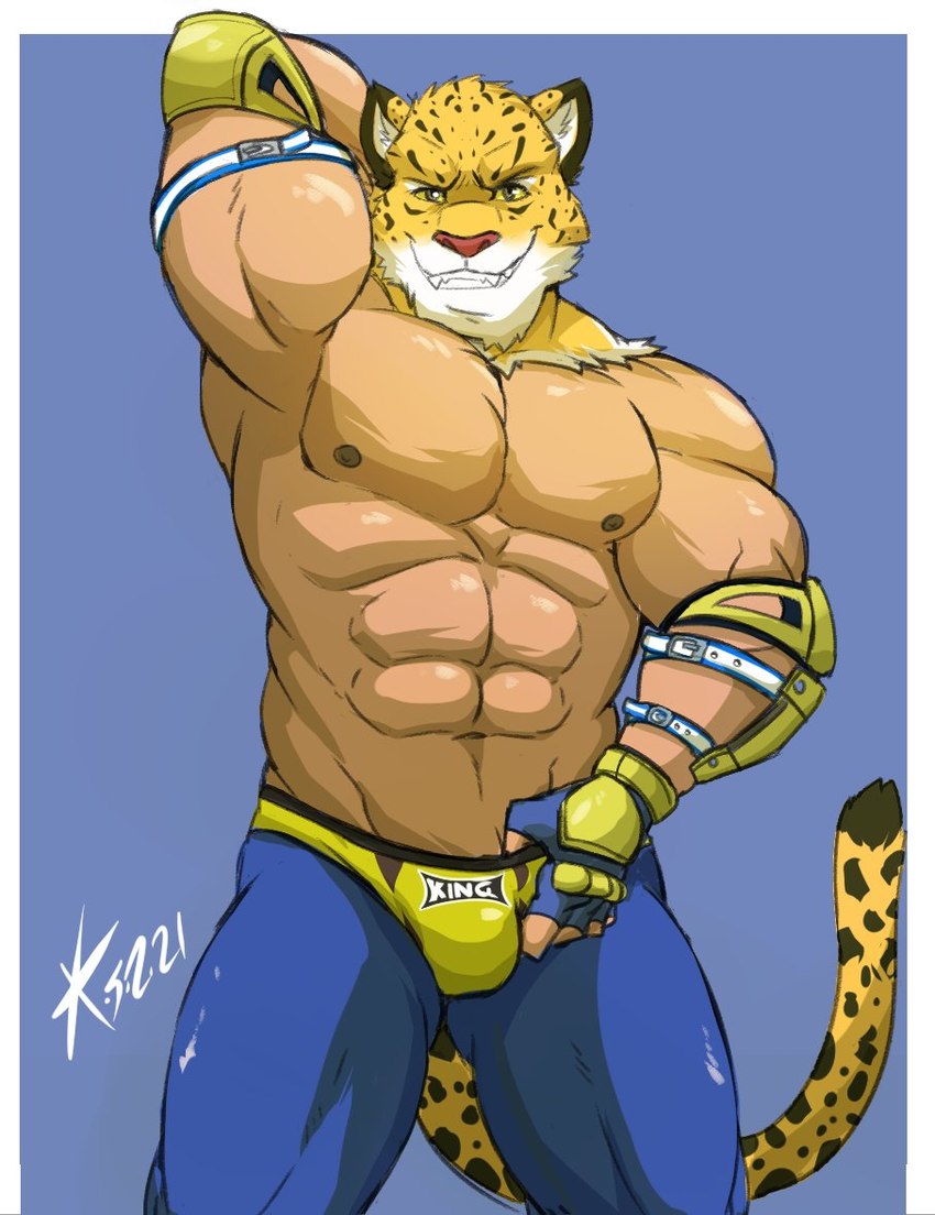 abs anthro biceps bulge clothed clothing for_a_head fur hands_behind_back luchador male muscular muscular_anthro muscular_male nipples pecs simple_background smile solo tail teeth topless wrestler lofnirv tekken tekken_7 king_(tekken) animal_head animal_humanoid felid humanoid jaguar mammal pantherine