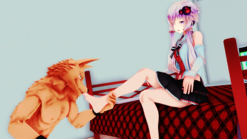 anthro black_nose blush clothed clothing duo feet female female_on_anthro foot_fetish hair human_on_anthro interspecies male male/female male_on_human muscular muscular_male open_mouth purple_hair smile malicekira utau vocaloid sou_notamine yuzuki_yukari canid canine canis domestic_dog human mammal 16:9 2018 3d_(artwork) digital_media_(artwork) mikumikudance_(artwork) widescreen