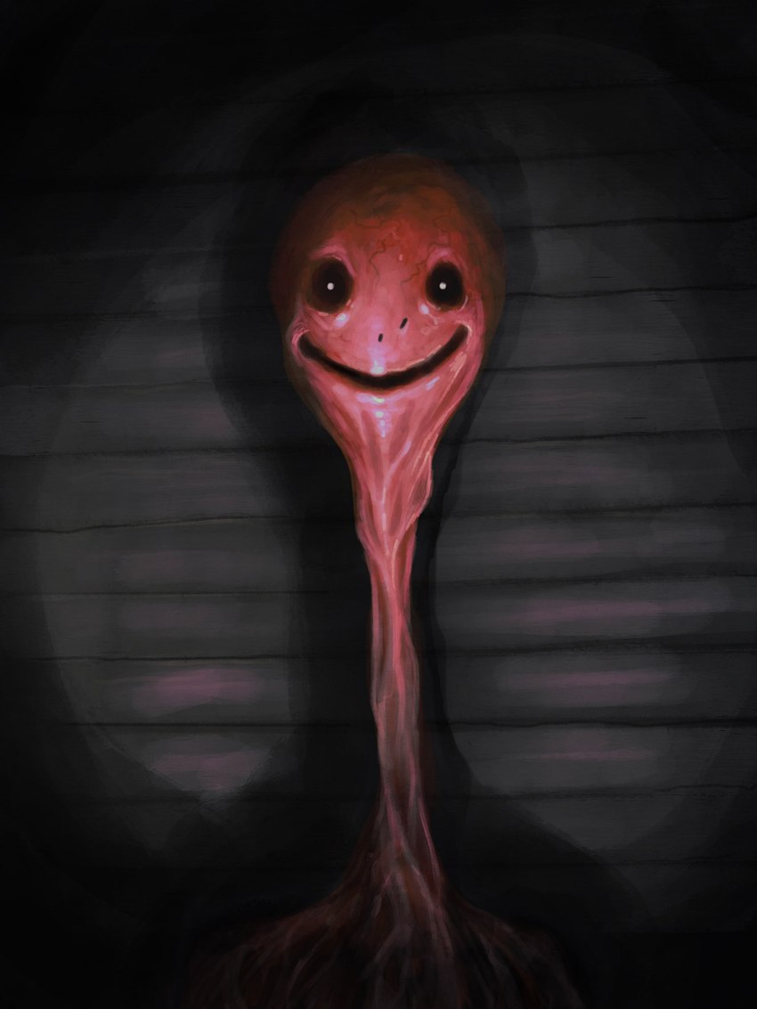 creepy creepy_face looking_at_viewer male nightmare_fuel pink_body scary_monster smile solo soul_devouring_eyes slimyswampghost trevor_henderson humanoid monster 4:5 hi_res