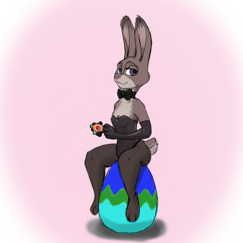 anthro carrot_pen clothing costume female fur grey_body grey_fur holding_object purple_eyes sitting solo cerebral_knievel disney zootopia judy_hopps lagomorph leporid mammal rabbit 1:1 hi_res