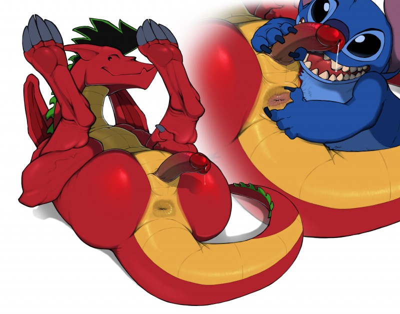 jake long and stitch (american dragon: jake long and etc) created by narse