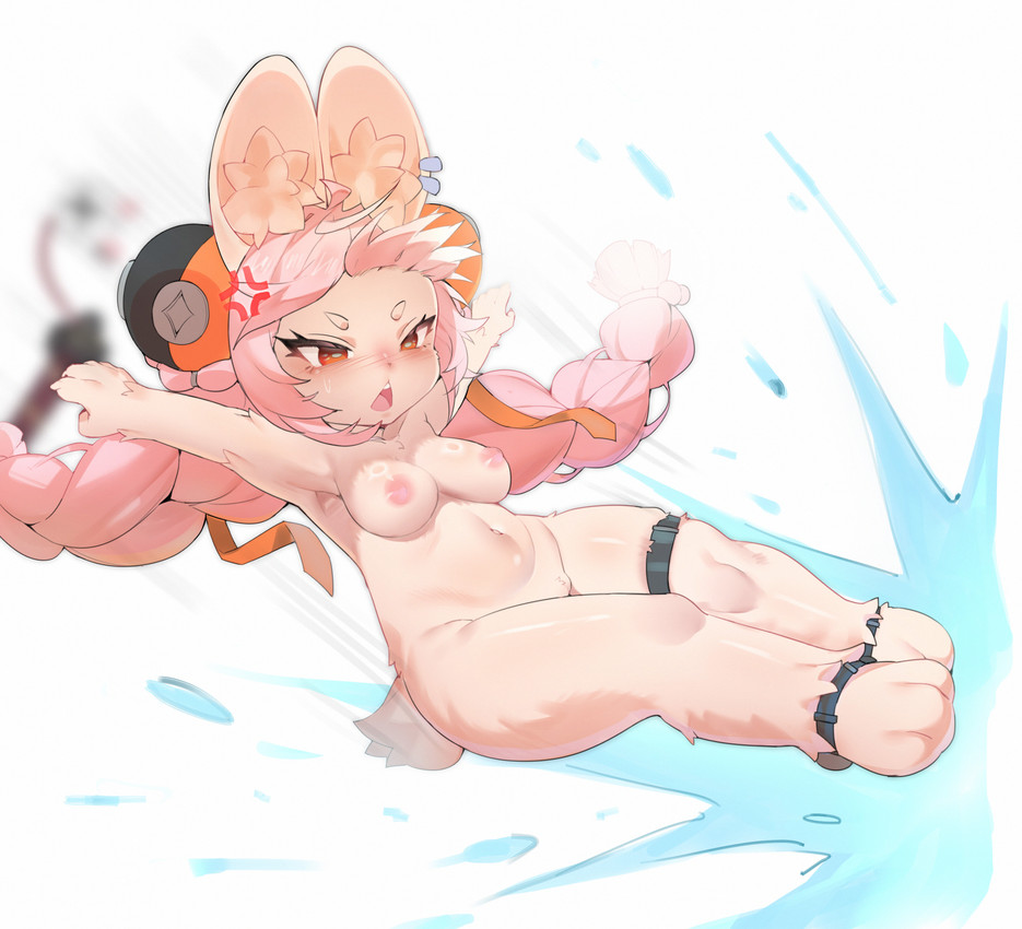 angry anthro blush bodily_fluids braided_hair breasts female fur genitals hair navel nipples nude open_mouth pink_body pink_fur pink_hair red_eyes shortstack simple_background solo sweat sweatdrop vulva white_background user_cpsf8285 mihoyo zenless_zone_zero zhao_(zenless_zone_zero) lagomorph leporid mammal rabbit 2025 absurd_res hi_res