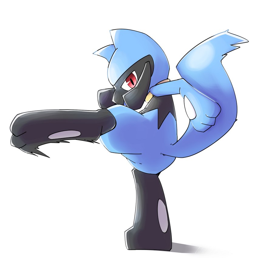 3_fingers 3_toes action_pose ambiguous_gender black_body blue_body blue_fur feet feral fingers fur kick looking_at_viewer motion_lines mouth_obstructed multicolored_body one_eye_obstructed pose red_eyes simple_background solo toes touching_tail two_tone_body white_background young chaba nintendo pokemon generation_4_pokemon pokemon_(species) riolu 1:1 hi_res