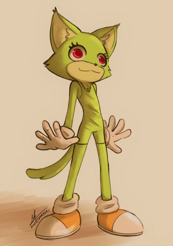 ambiguous_gender anthro clothing fur gloves green_body green_fur handwear narrow_hips red_eyes solo soul_devouring_eyes thin_calves thin_legs thin_thighs miriluzleimoon game_grumps sega sonic_forces sonic_the_hedgehog_(series) custom_character_(sonic_forces) plurmp_dankenstein_mcflurnten_the_cat_esquire_(game_grumps) domestic_cat felid feline felis mammal 2017 hi_res