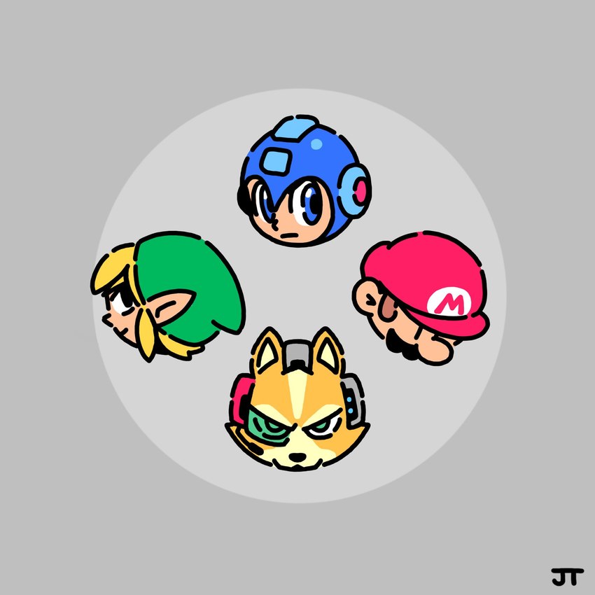 fox mccloud, mario, mega man, and toon link (the legend of zelda and etc) created by james turner