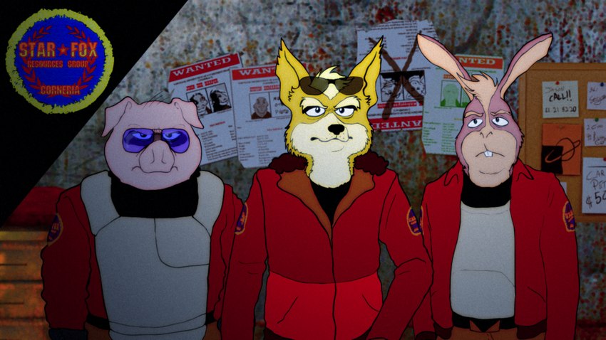 anthro black_nose blonde_hair clothed clothing fully_clothed fur group hair looking_at_viewer male multicolored_body multicolored_fur wanted_poster yellow_body yellow_fur fredryk_phox a_fox_in_space nintendo star_fox james_mccloud peppy_hare pigma_dengar canid canine domestic_pig fox hare lagomorph leporid mammal suid suina sus_(pig) 16:9 widescreen