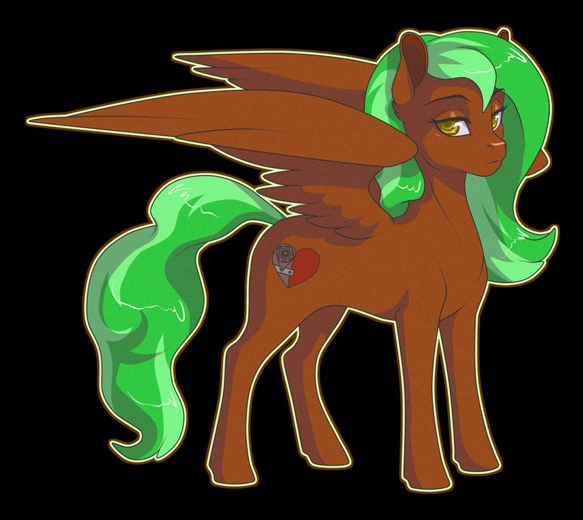 border brown_body brown_wings cutie_mark eyelashes feathered_wings feathers female feral green_hair green_tail hair looking_at_viewer mouth_closed narrowed_eyes side_view simple_background solo tail transparent_background transparent_border wings yellow_eyes milk-jug hasbro my_little_pony mythology equid equine mammal mythological_creature mythological_equine pegasus alpha_channel