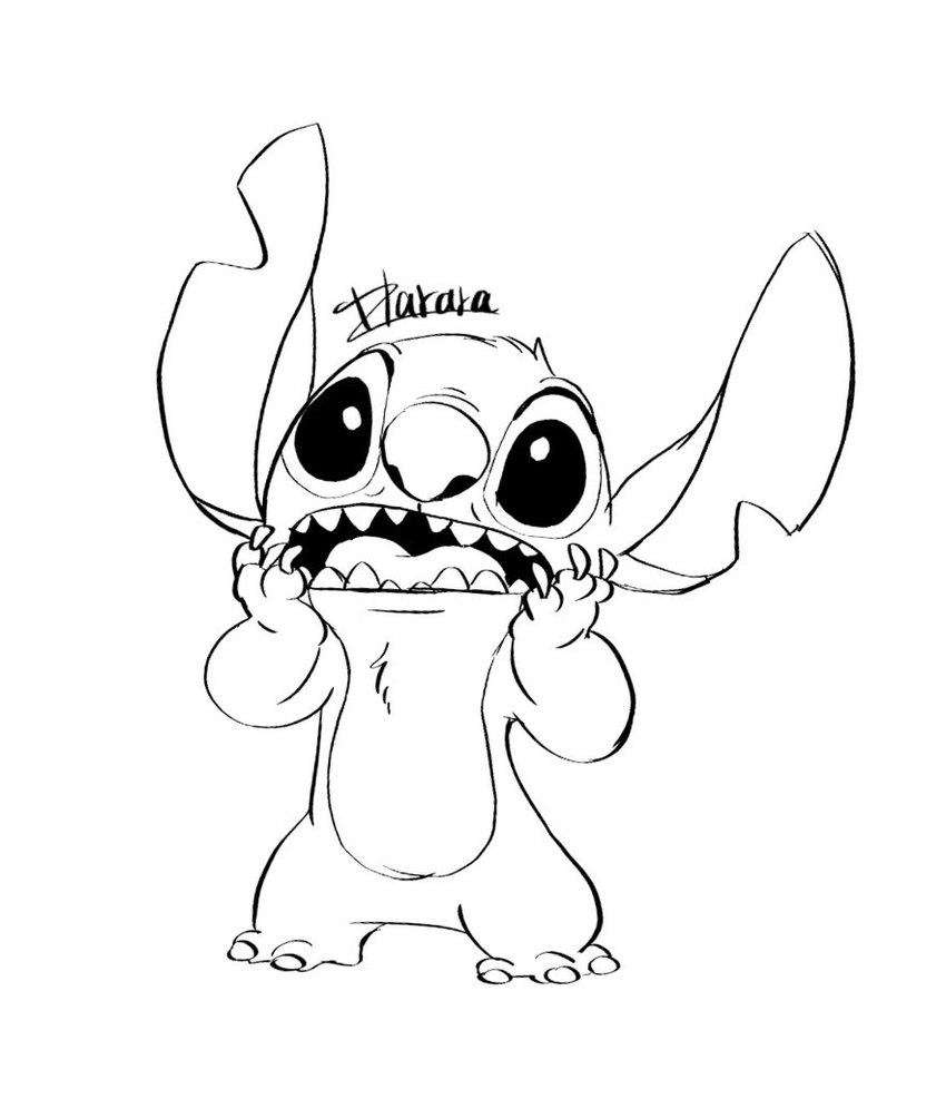 ambiguous_gender anthro biped chest_tuft claws finger_claws fur hand_on_face head_tuft notched_ear shocked solo standing tuft harara disney lilo_and_stitch stitch_(lilo_and_stitch) alien experiment_(lilo_and_stitch) 2023 black_and_white digital_drawing_(artwork) digital_media_(artwork) line_art monochrome signature male_(lore)