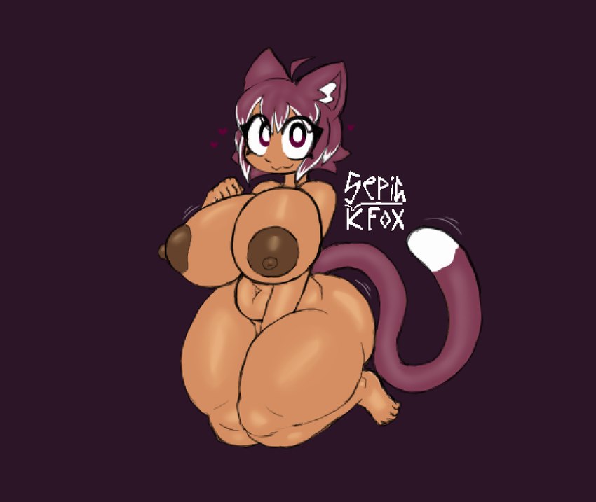 :3 ahoge areola big_breasts big_butt big_nipples breasts brown_nipples butt cat_tail dark_body dark_skin dipstick_tail eyelashes eyelashes_through_hair feet female hair heart_symbol huge_breasts looking_at_viewer markings motion_lines navel nipples nude pupils purple_eyes red_hair red_tail sitting solo tail tail_markings thick_thighs translucent translucent_hair under_boob white_hair_tips white_pupils white_tail_tip sepiakfox callie_(sepiakfox) animal_humanoid cat_humanoid felid felid_humanoid feline feline_humanoid humanoid mammal mammal_humanoid hi_res