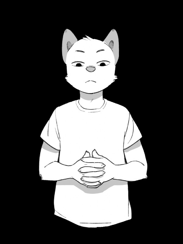 adolescent anthro black_background clothing looking_at_viewer male serious shirt simple_background t-shirt topwear young young_anthro young_male fffffolder canid canine canis domestic_dog mammal greyscale hi_res monochrome