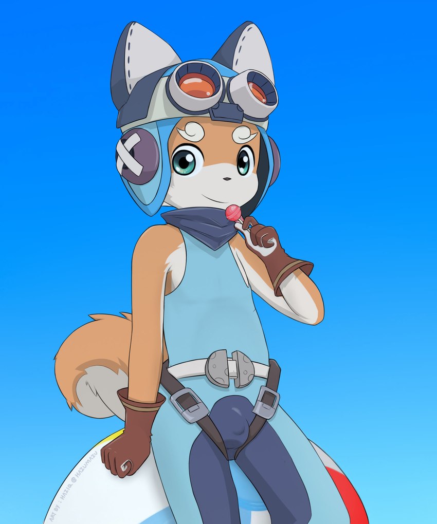 anthro armor blue_scarf candy clothed clothing dessert food gloves green_eyes handwear headgear helmet lollipop looking_at_viewer male scarf sitting_on_ball smile smiling_at_viewer solo young young_anthro young_male hazumazu cygames world_flipper lou_(world_flipper) canid canine canis domestic_dog mammal shiba_inu spitz 2022 5:6 hi_res