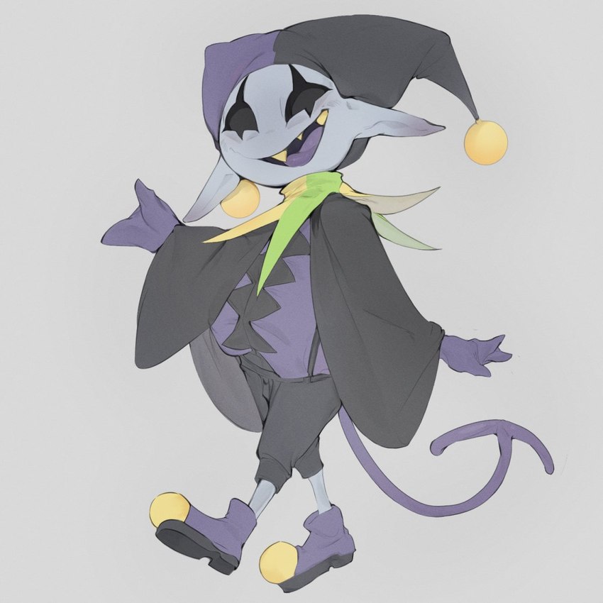 clothed clothing footwear male shoes solo teeth yellow_teeth 9999gpera deltarune undertale_(series) jevil_(deltarune) darkner humanoid imp 1:1