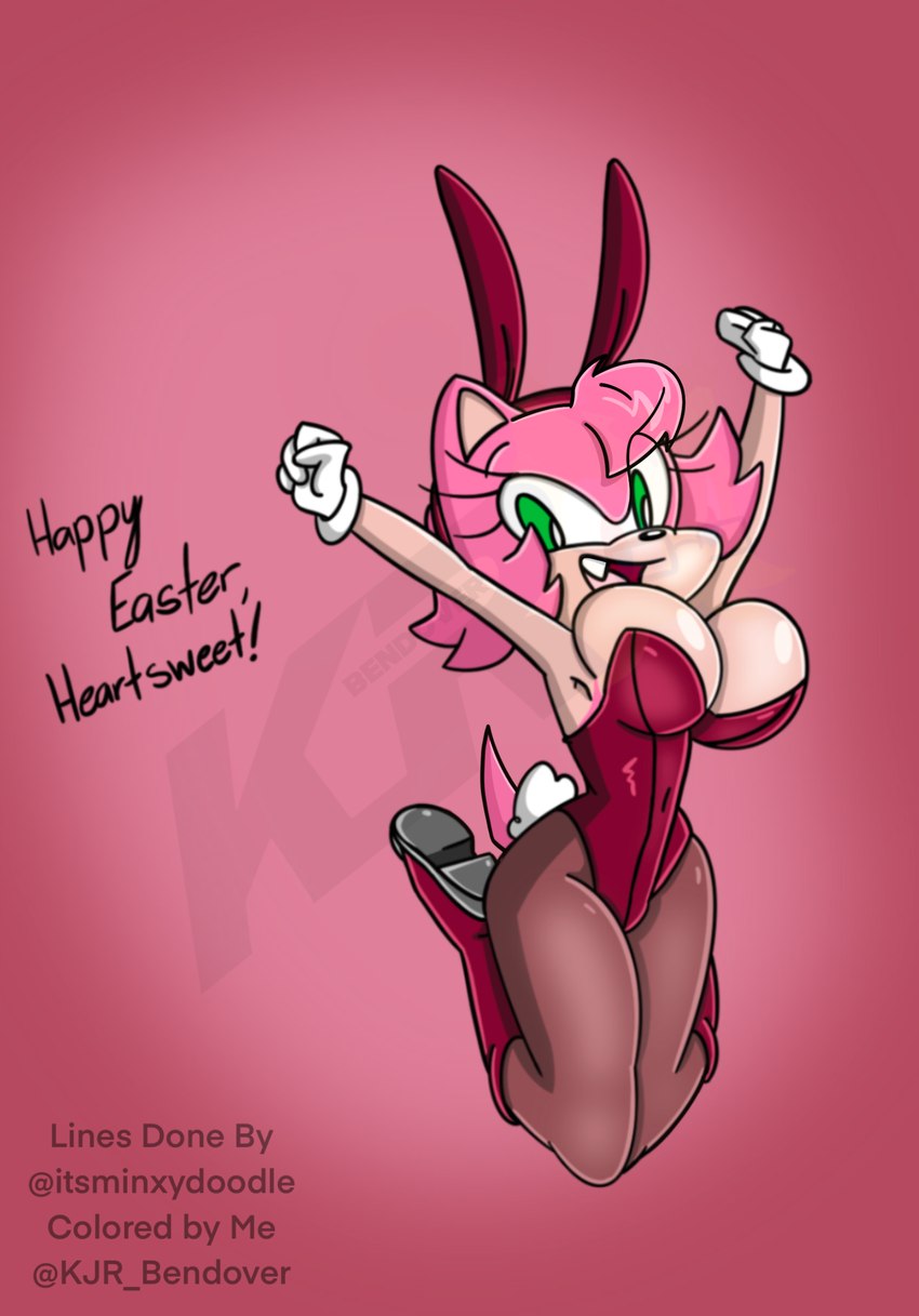 breasts bunny_costume cleavage clothed clothing costume female footwear high_heels legwear playboy_bunny shoes solo stockings text thick_thighs kjr_whatever minxydoodle sega sonic_the_hedgehog_(series) amy_rose eulipotyphlan hedgehog mammal colored_sketch english_text hi_res sketch