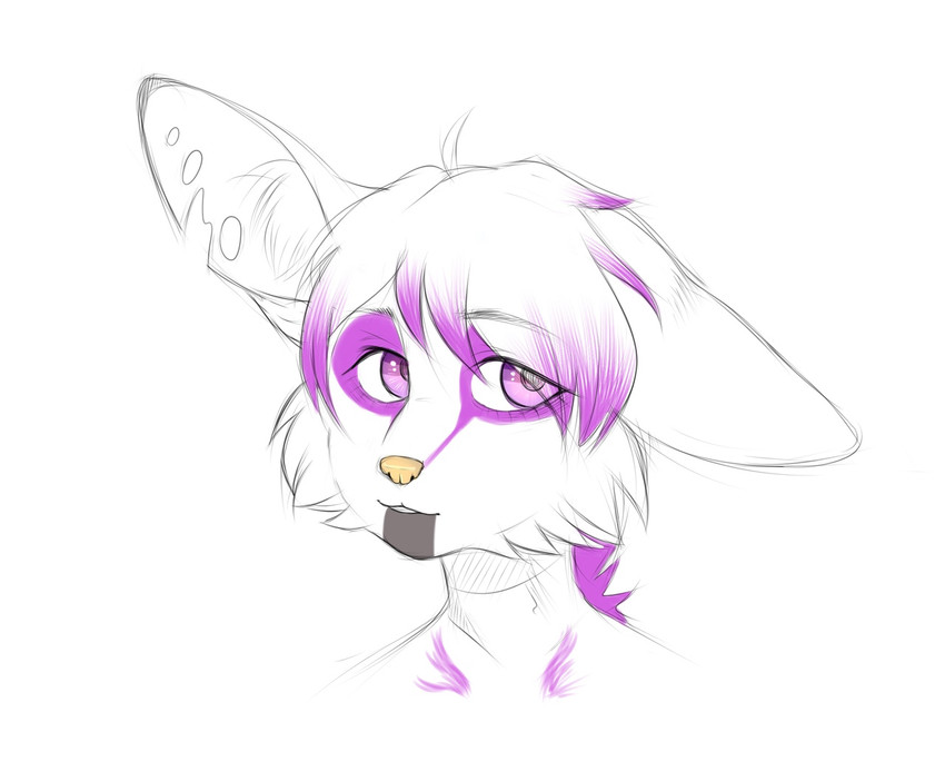 anthro eyebrows fluffy fluffy_hair fur hair inner_ear_fluff male markings open_mouth pink_eyes short_hair smile solo spots spotted_body spotted_fur tuft yellow_nose iijackie3678ii canid canine fox mammal colored_sketch digital_drawing_(artwork) digital_media_(artwork) sketch