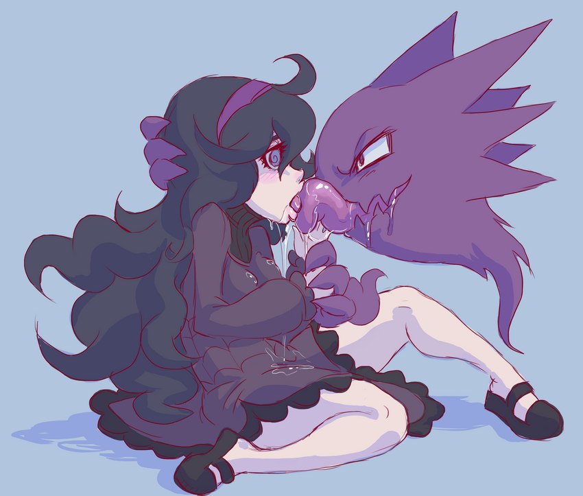 ambiguous_gender bodily_fluids clothed clothing drooling duo female french_kissing hand_holding hand_on_tongue interspecies kissing long_tongue not_furry pokephilia saliva sloppy_kiss tongue ungulatr nintendo pokemon hex_maniac generation_1_pokemon haunter human mammal pokemon_(species) absurd_res hi_res