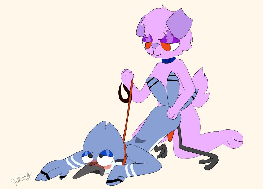 ahegao anthro blush collar doggystyle duo eyeshadow floppy_ears from_behind_position fur fur_markings leash leash_pull looking_pleasured makeup male male/male markings sex smug cerealbowlsystem cartoon_network regular_show jaffa_cake_(cerealbowlsystem) mordecai_(regular_show) avian bird blue_jay canid canine canis corvid domestic_dog jay_(bird) mammal new_world_jay oscine passerine hi_res