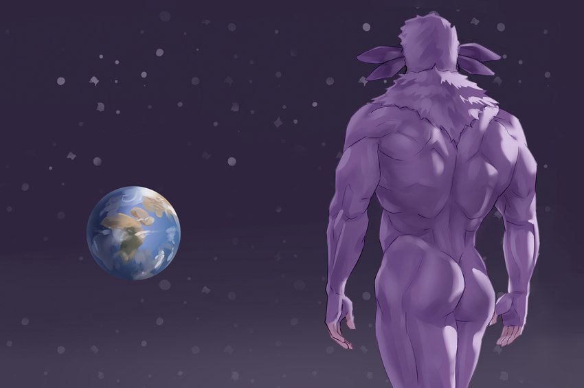 anthro butt chest_tuft earth fur male muscular neck_tuft nipples nude planet purple_body purple_fur russian solo tuft iskanderednaksi melnitsa moonzy luntik alien hi_res