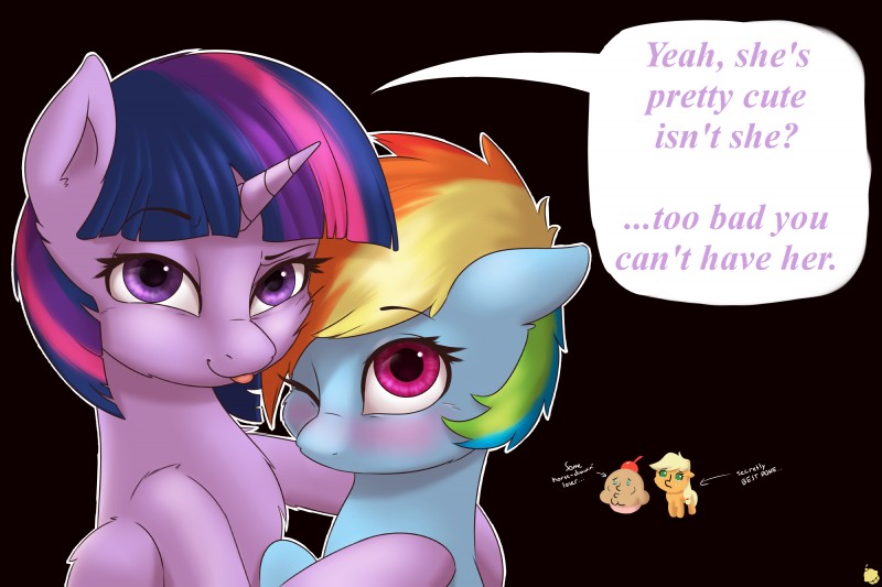 applejack, rainbow dash, and twilight sparkle (friendship is magic and etc) created by pudgeruffian