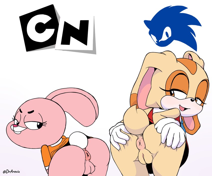 anthro anus butt clothed clothing duo female female/female genitals logo partially_clothed plump_labia presenting presenting_hindquarters puffy_anus pussy simple_background smile underwear underwear_down white_background young young_anthro arevix cartoon_network sega sonic_the_hedgehog_(series) the_amazing_world_of_gumball anais_watterson cream_the_rabbit animal_humanoid eulipotyphlan eulipotyphlan_humanoid humanoid lagomorph lagomorph_humanoid leporid mammal mammal_humanoid rabbit 6:5 absurd_res hi_res